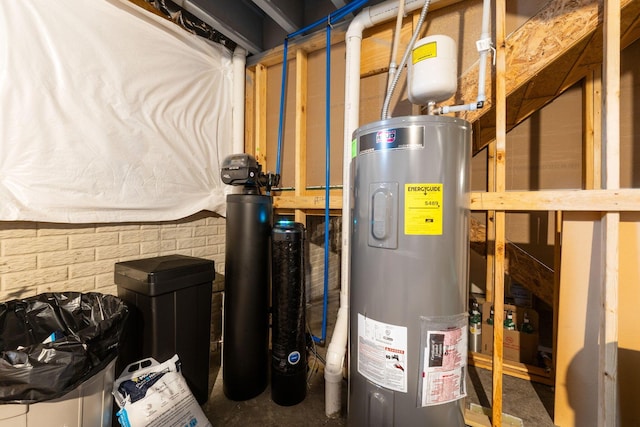 utility room featuring water heater