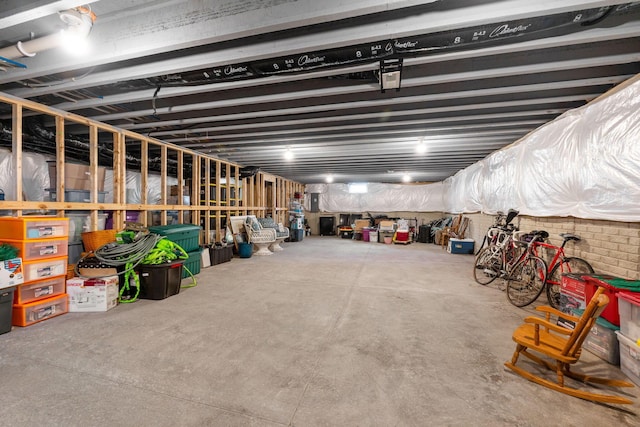view of unfinished basement
