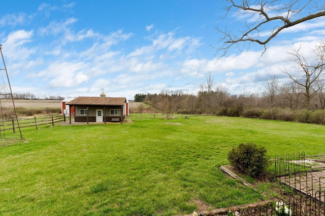 14963 Payne Rd, Marysville, OH 43040 - view of yard with an outdoor structure, fence, and a rural view