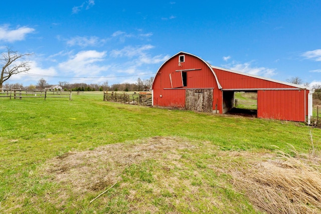 14963 Payne Rd, Marysville, OH 43040 - view of barn featuring a lawn, fence, and a rural view