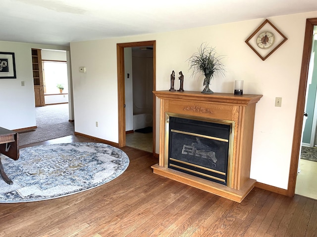 14963 Payne Rd, Marysville, OH 43040 - living room with baseboards, wood finished floors, and a glass covered fireplace