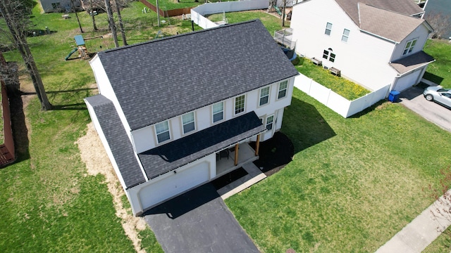 aerial view with a residential view