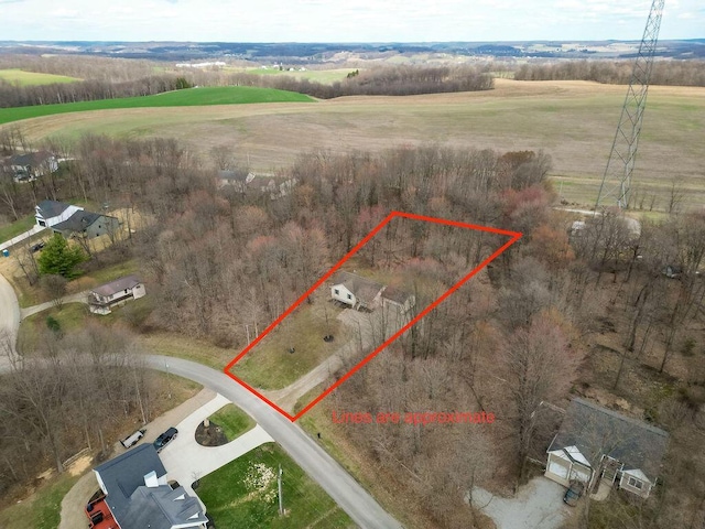 drone / aerial view featuring a rural view