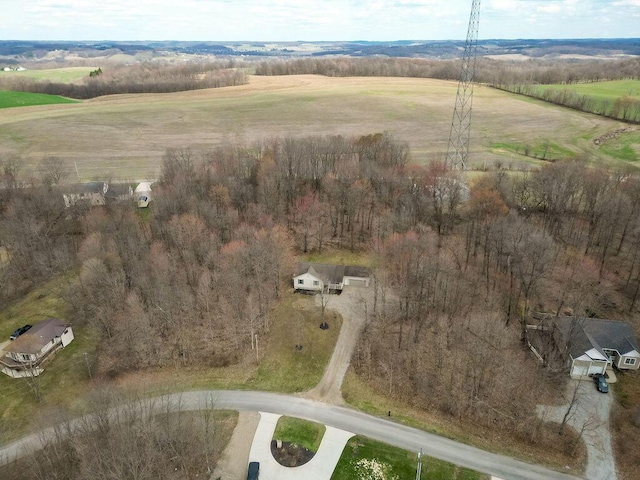 aerial view featuring a rural view