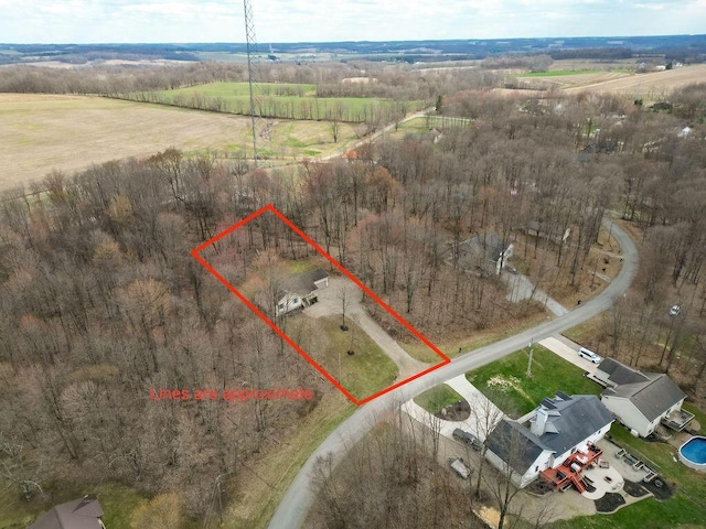 aerial view featuring a rural view