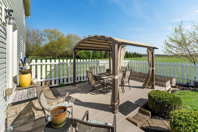 wooden deck featuring fence and outdoor dining area