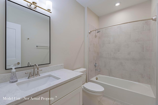 5177 Highpointe Lakes Dr Unit 9403, Westerville, OH 43081 - bathroom with toilet, tile patterned floors, vanity, and shower / bathtub combination