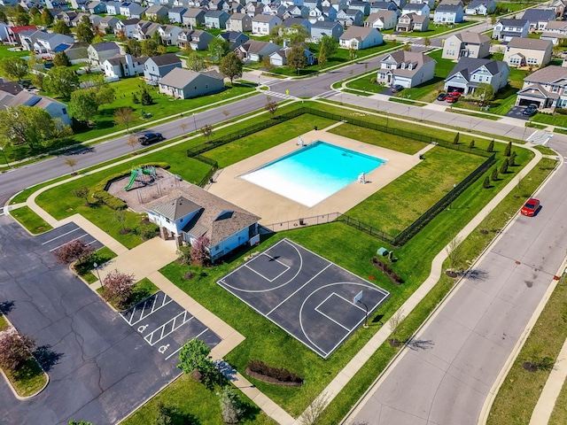 bird's eye view with a residential view