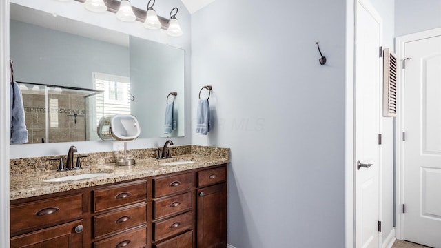 116 Coffeetree Ct, Pickerington, OH 43147 - bathroom with a stall shower and double vanity