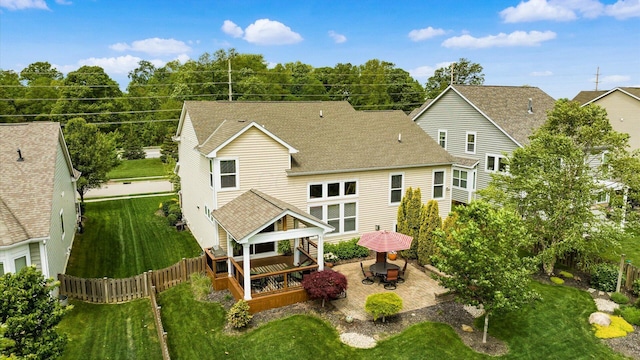 116 Coffeetree Ct, Pickerington, OH 43147 - rear view of property featuring a gazebo, a shingled roof, a patio, and a wooden deck