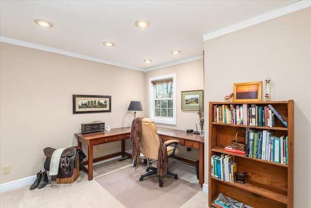 8056 Summit Rd SW, Pataskala, OH 43062 - office space with recessed lighting, carpet flooring, baseboards, and ornamental molding