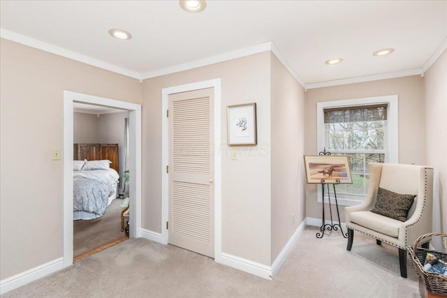 8056 Summit Rd SW, Pataskala, OH 43062 - sitting room with carpet, baseboards, and ornamental molding