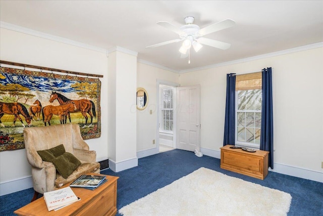 8056 Summit Rd SW, Pataskala, OH 43062 - sitting room with carpet flooring, baseboards, and ornamental molding