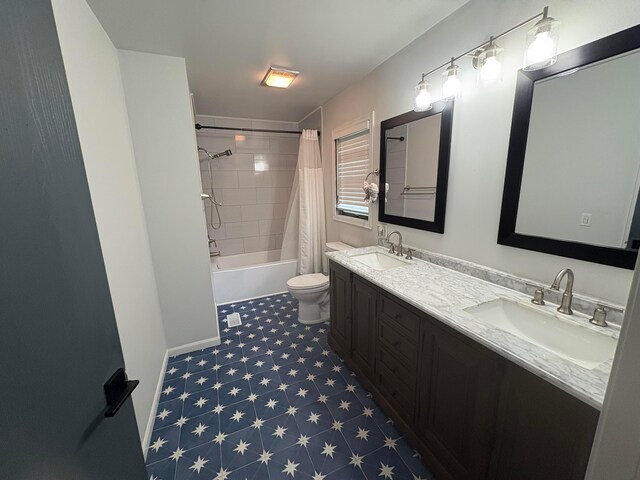 7326 State Route 19 Unit 2, Lot 321, Mount Gilead, OH 43338 - bathroom featuring toilet, tile patterned floors, shower / tub combo with curtain, and double vanity