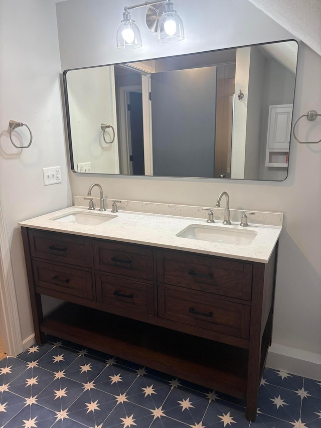 7326 State Route 19 Unit 2, Lot 321, Mount Gilead, OH 43338 - full bath featuring double vanity, baseboards, and tile patterned floors