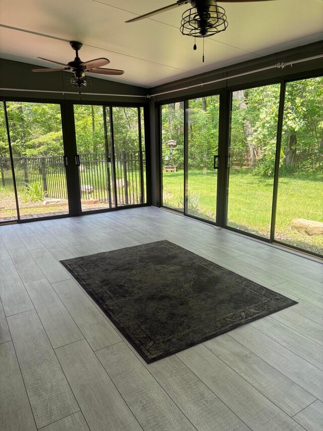 7326 State Route 19 Unit 2, Lot 321, Mount Gilead, OH 43338 - unfurnished sunroom featuring a ceiling fan, healthy amount of natural light, and lofted ceiling