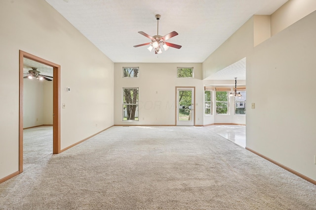 3092 Andrew James Dr, Hilliard, OH 43026 - empty room featuring ceiling fan, carpet floors, and a chandelier