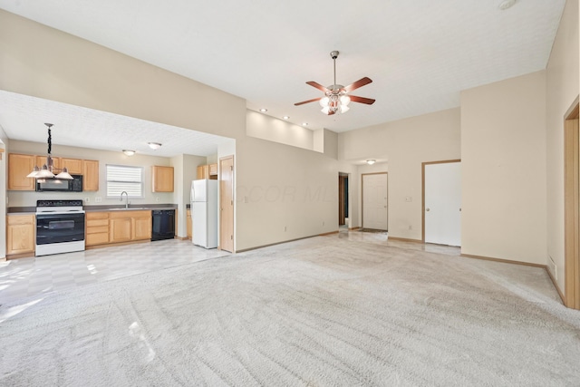 3092 Andrew James Dr, Hilliard, OH 43026 - unfurnished living room featuring a ceiling fan and light colored carpet