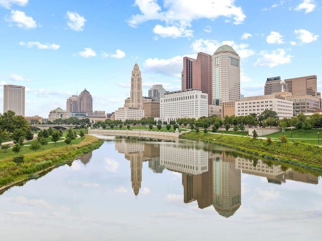 view of city with a water view