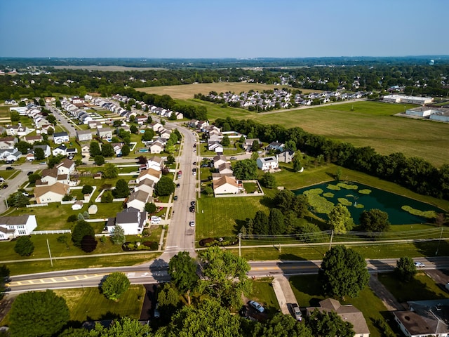 aerial view with a water view and a residential view