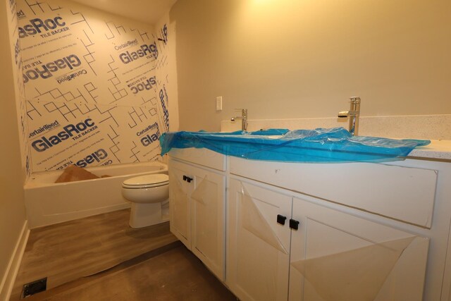 222 Silver Pine Ln, Lewis Center, OH 43035 - full bathroom featuring vanity, shower / bathtub combination, and wood finished floors