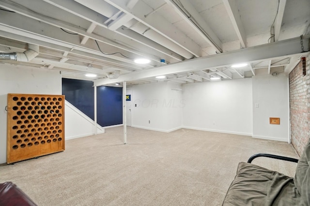 finished below grade area with carpet and baseboards