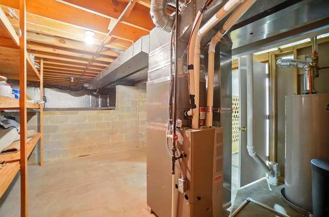 unfinished below grade area with water heater