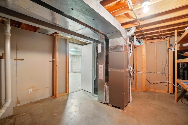 unfinished below grade area with heating unit