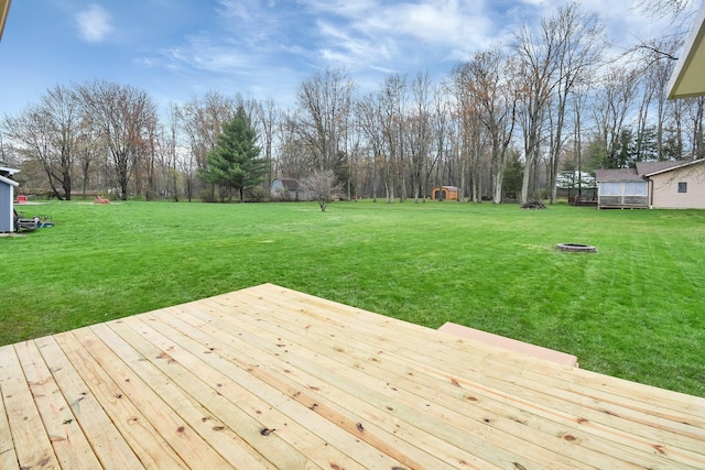 deck with a yard