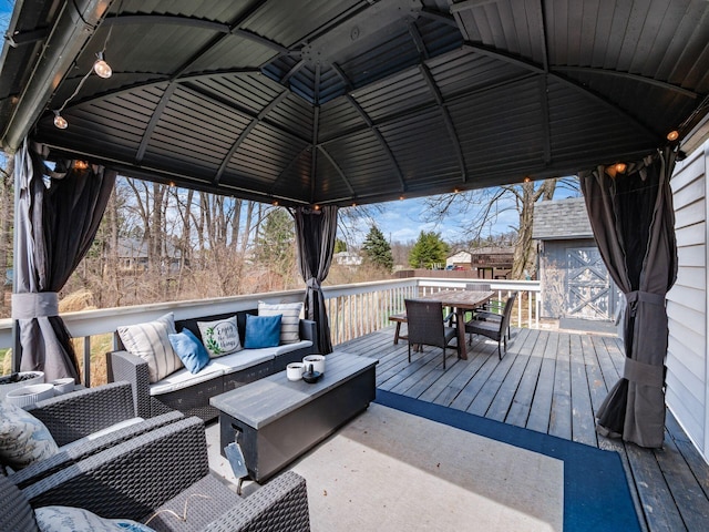 2600 Seneca Dr, London, OH 43140 - wooden terrace featuring outdoor lounge area, a gazebo, and outdoor dining area