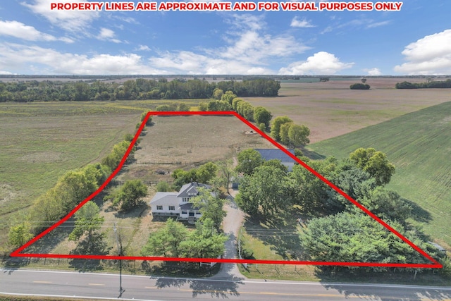drone / aerial view featuring a rural view