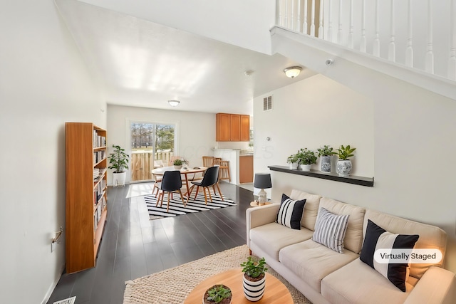 1143 Green Knoll Dr, Westerville, OH 43081 - living room featuring dark wood-type flooring and visible vents
