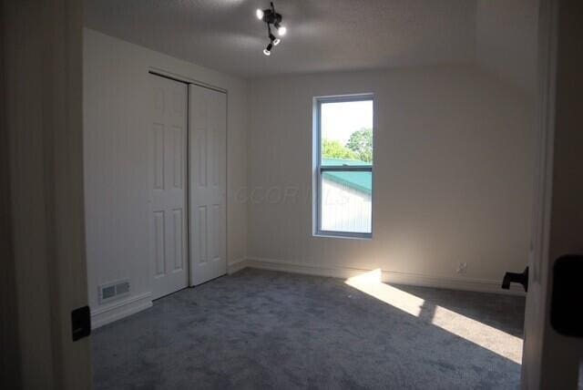16786 Main St, Williamsport, OH 43164 - unfurnished bedroom with carpet floors, a closet, ceiling fan, and rail lighting