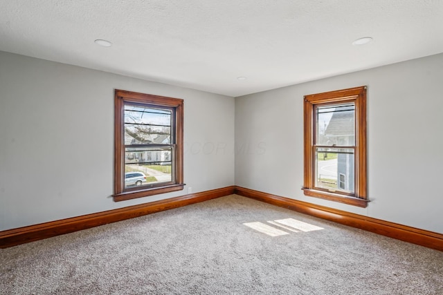 593 N State St, Marion, OH 43302 - unfurnished room featuring carpet, baseboards, a textured ceiling, and a wealth of natural light