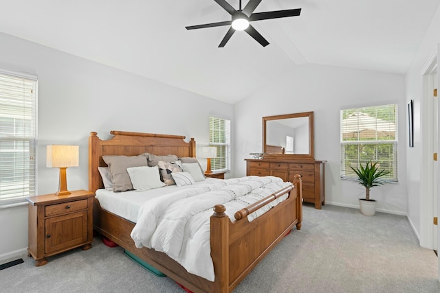 508 Straiton Sq, Westerville, OH 43082 - bedroom featuring baseboards, multiple windows, light carpet, and lofted ceiling