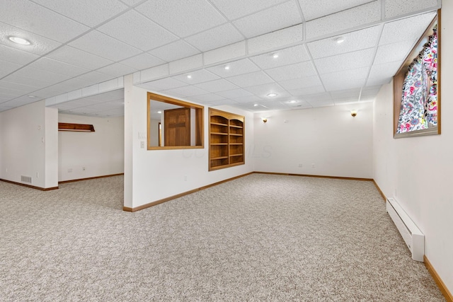 2816 Quail Run Ct, Mansfield, OH 44904 - empty room featuring baseboard heating, carpet, a paneled ceiling, and recessed lighting
