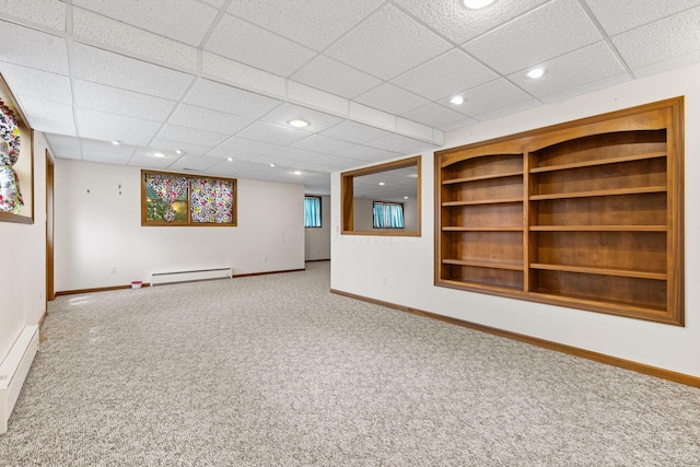 2816 Quail Run Ct, Mansfield, OH 44904 - unfurnished room with a baseboard heating unit, carpet floors, recessed lighting, a paneled ceiling, and built in features