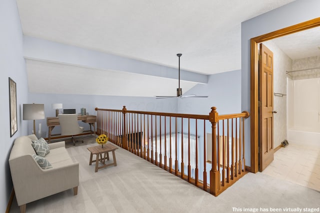 2816 Quail Run Ct, Mansfield, OH 44904 - hallway featuring lofted ceiling and carpet flooring