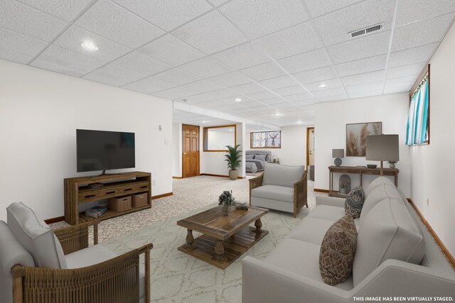 2816 Quail Run Ct, Mansfield, OH 44904 - carpeted living area with a drop ceiling and recessed lighting