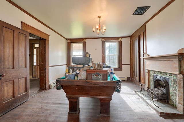 2085 US Highway 62 NE, Washington Court House, OH 43160 - game room featuring an inviting chandelier, light wood-style floors, crown molding, and billiards
