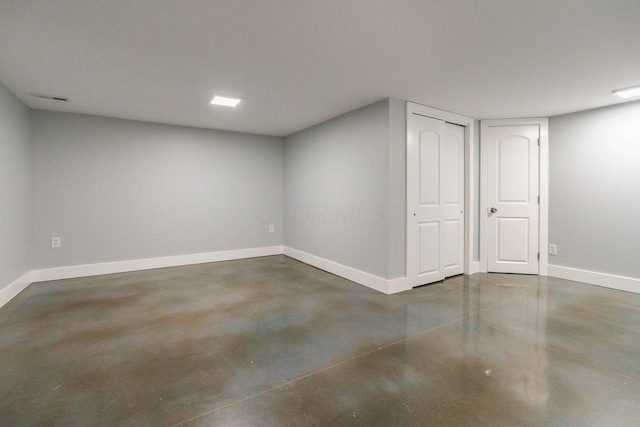 below grade area with baseboards
