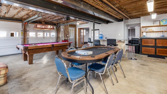 recreation room featuring concrete floors and pool table