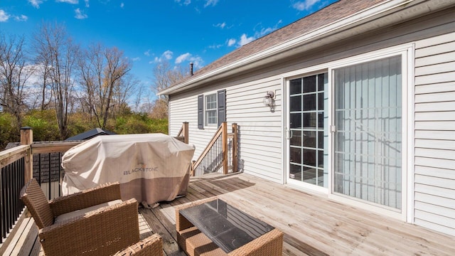 deck with a grill