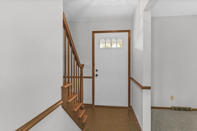 1330 Darcann Dr, Columbus, OH 43220 - carpeted entrance foyer with stairway