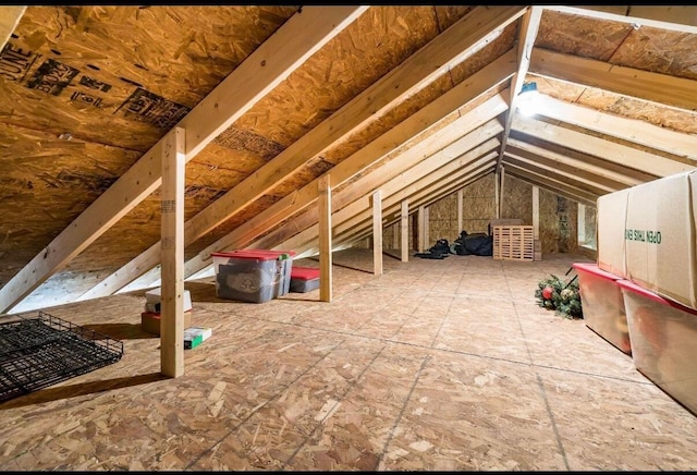 view of unfinished attic