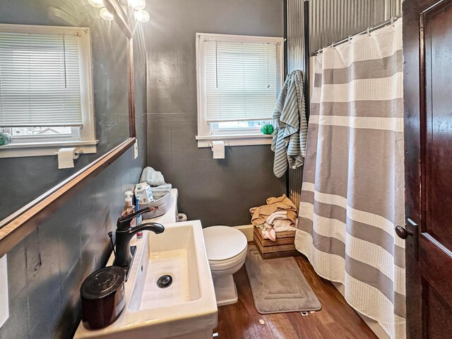 113 Chestnut St SE, Corning, OH 43730 - full bathroom with toilet, wood finished floors, vanity, and curtained shower
