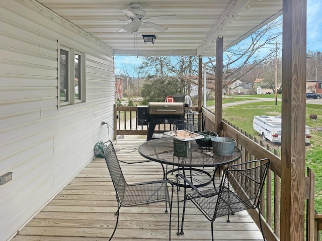 113 Chestnut St SE, Corning, OH 43730 - wooden deck with a ceiling fan