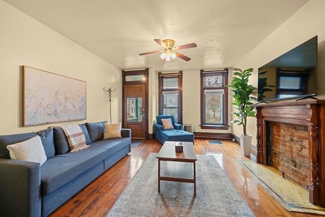 69-71 E 1st Ave, Columbus, OH 43201 - living room with wood-type flooring and a ceiling fan