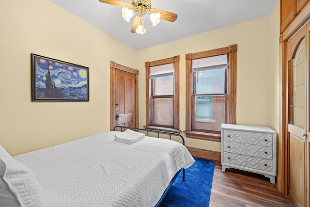 69-71 E 1st Ave, Columbus, OH 43201 - bedroom with ceiling fan and dark wood finished floors