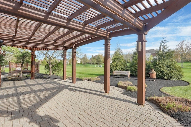 view of patio with a pergola